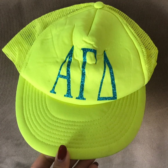 Alpha Gamma Delta Neon Trucker Hat - Picture 1 of 2